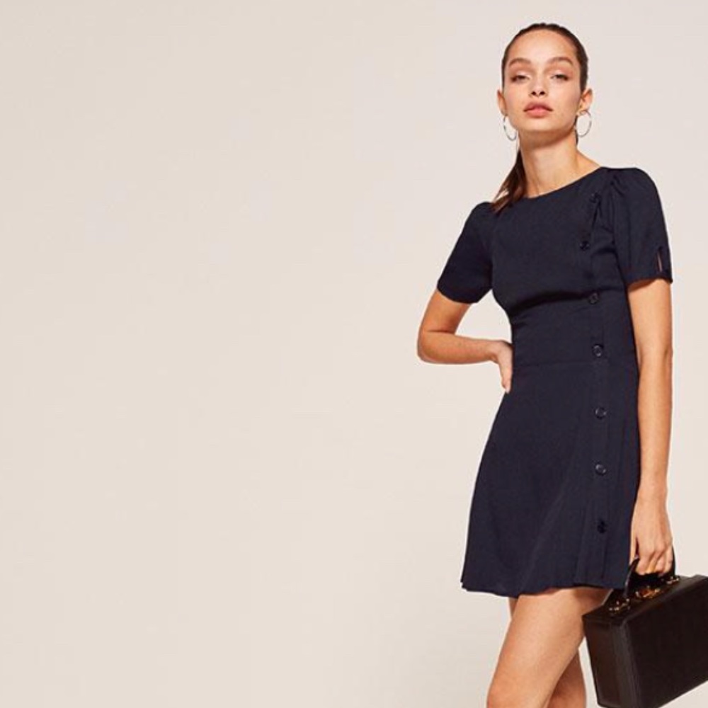 Reformation Katie Dress in Navy, Size 4